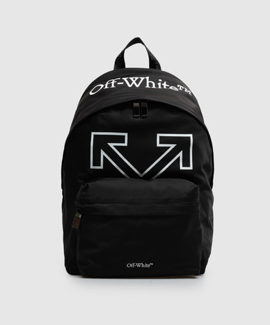Black backpack with print