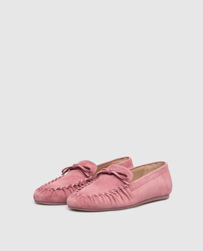 Stuart Weitzman Pink suede Britt loafers SM414