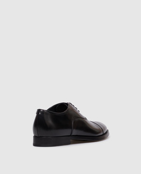Pantanetti Black leather glossy derby shoes 18601B