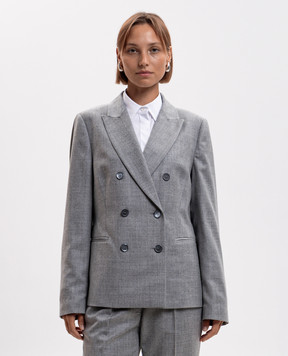 Peserico Gray double-breasted wool jacket with lurex A0140103359