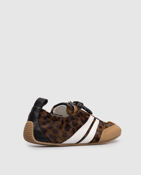 3.1 Phillip Lim Brown leather sneakers with animal print SE26U006TAH
