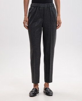 Peserico Gray wool pants with monil chain A0407203359