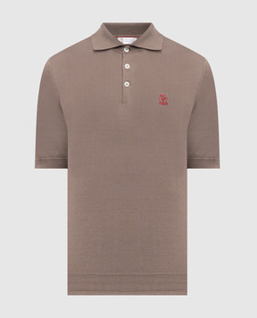 Brunello Cucinelli Brown polo shirt with logo emblem M29800195