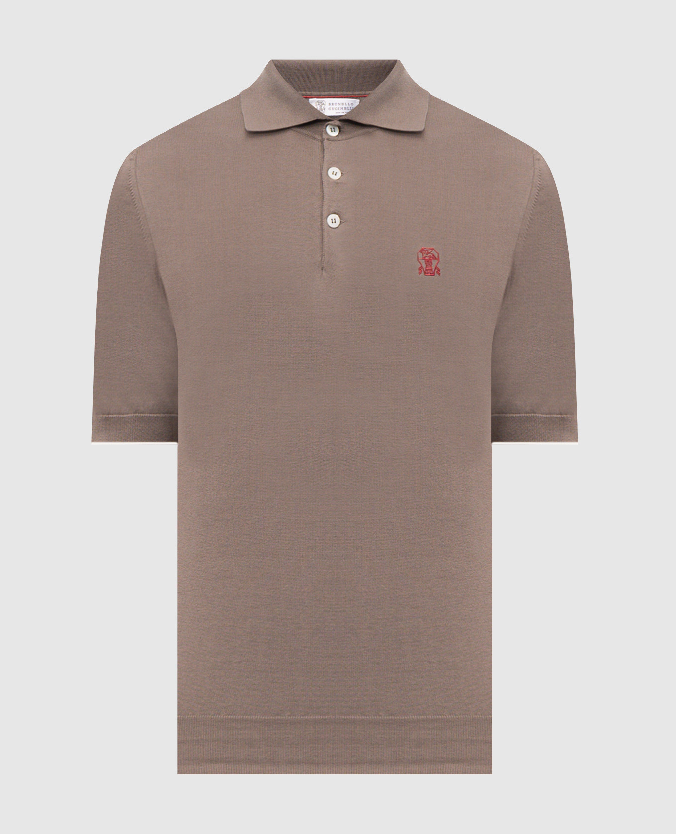 Brown polo shirt with logo emblem