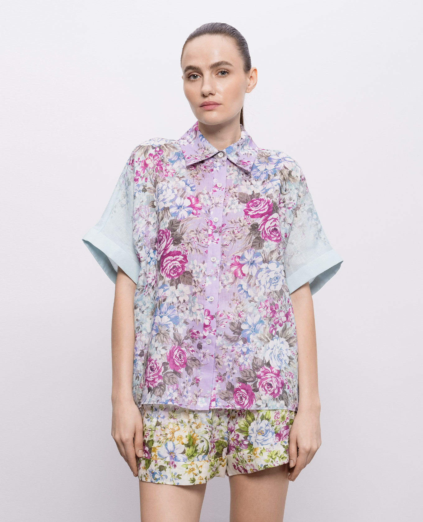

Rosa linen print shirt Christy Lynn, Light blue