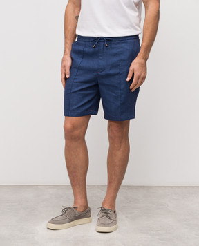 ISAIA Blue linen shorts PNC021P9120