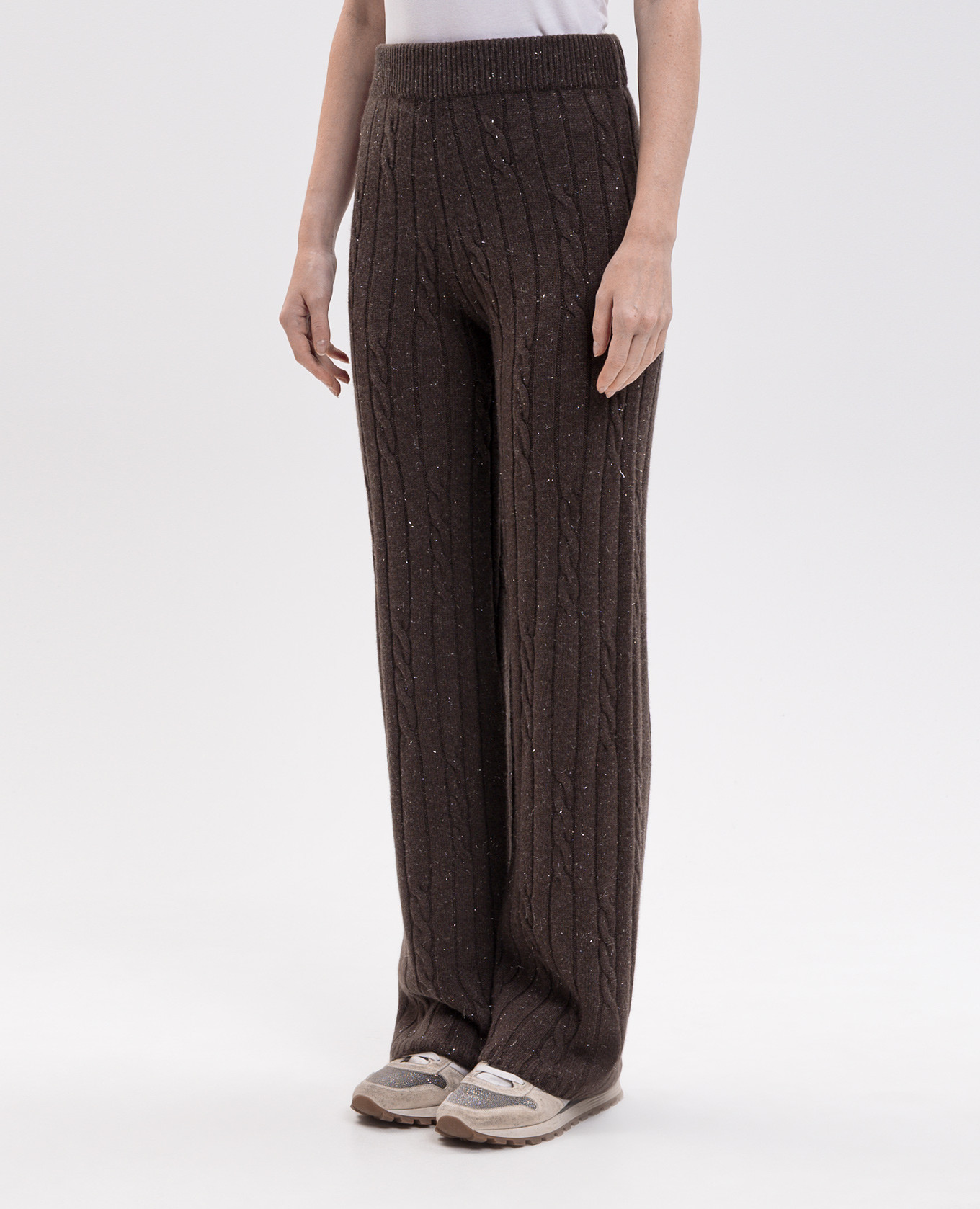 Brown wool and silk pants with lurex Peserico 3