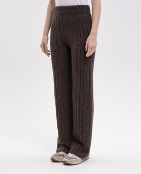 Peserico Brown wool and silk pants with lurex S94119F0709095