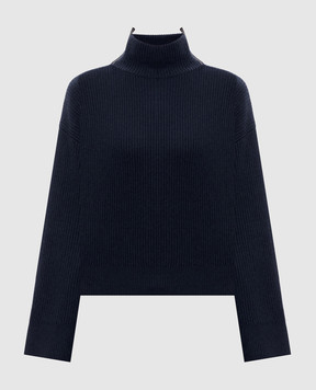 Brunello Cucinelli Blue cashmere sweater with monil chain M12720914