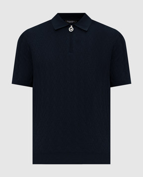 Stefano Ricci Navy blue polo with silk K818106P31F26172
