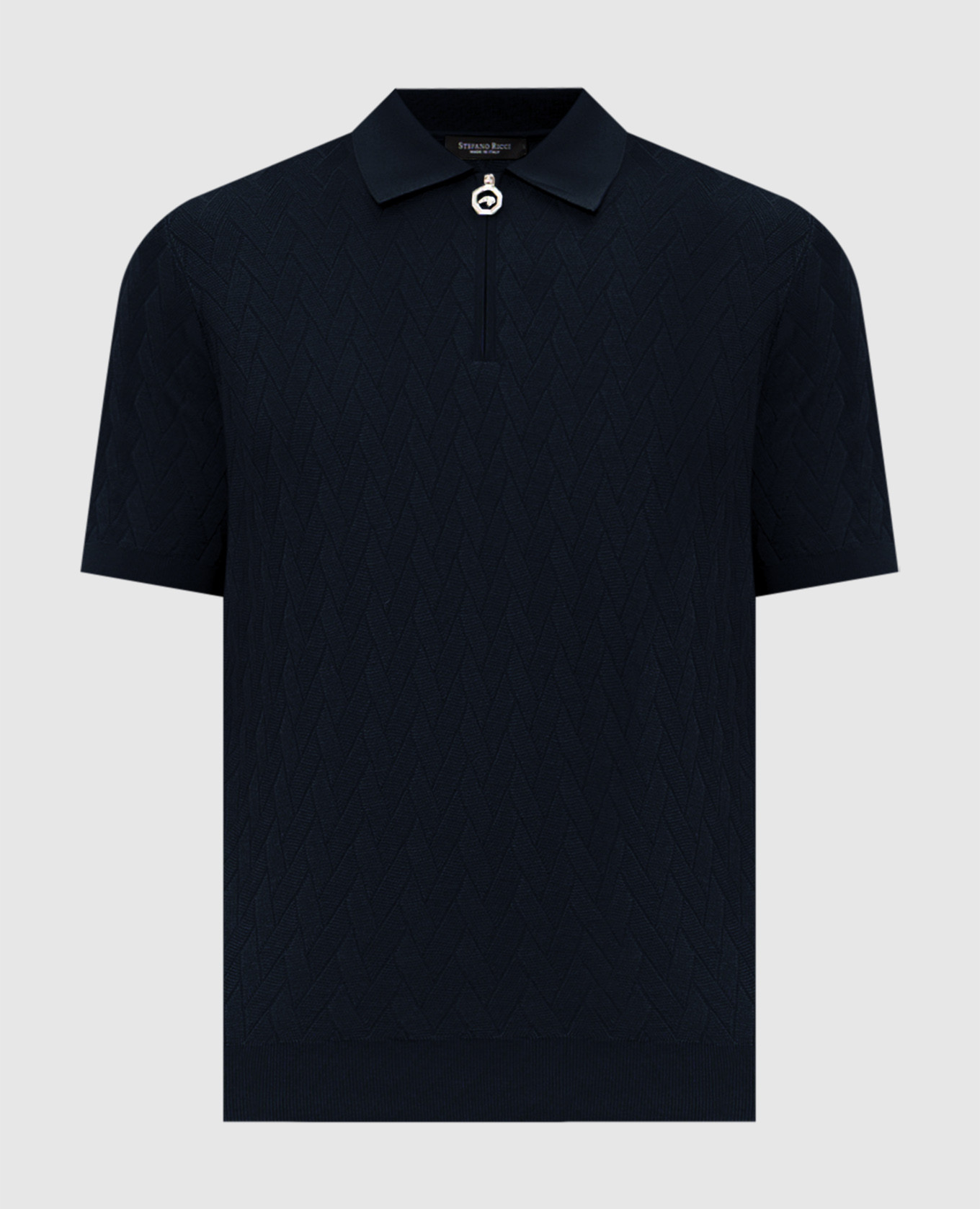 Navy blue polo with silk