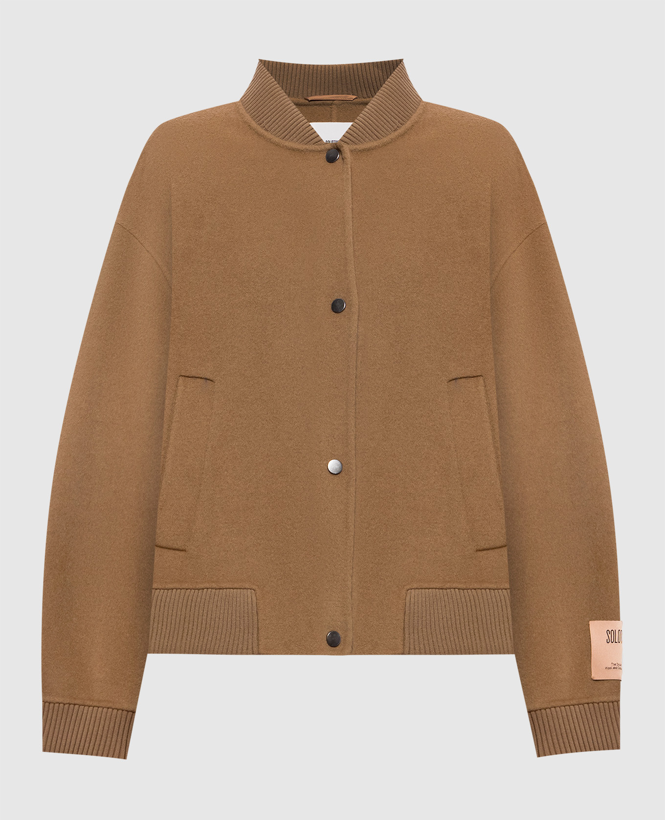 Brown wool and cashmere bomber jacket