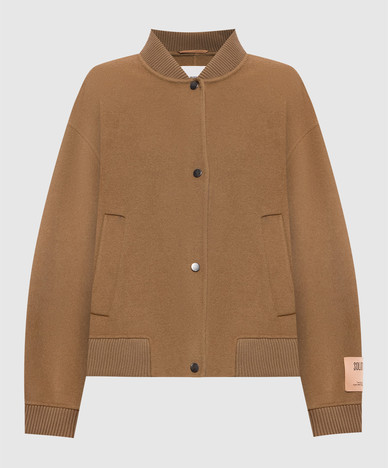 Brown wool and cashmere bomber jacket