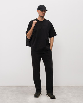 Dolce&Gabbana Black terrycloth sweatpants with logo GP1Q9ZHU7XG