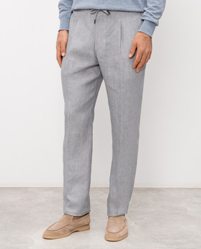 Pini Parma Gray linen pants TRAL1PLISKGR