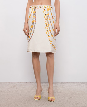 Versace Ivory printed silk skirt 10246901A17952