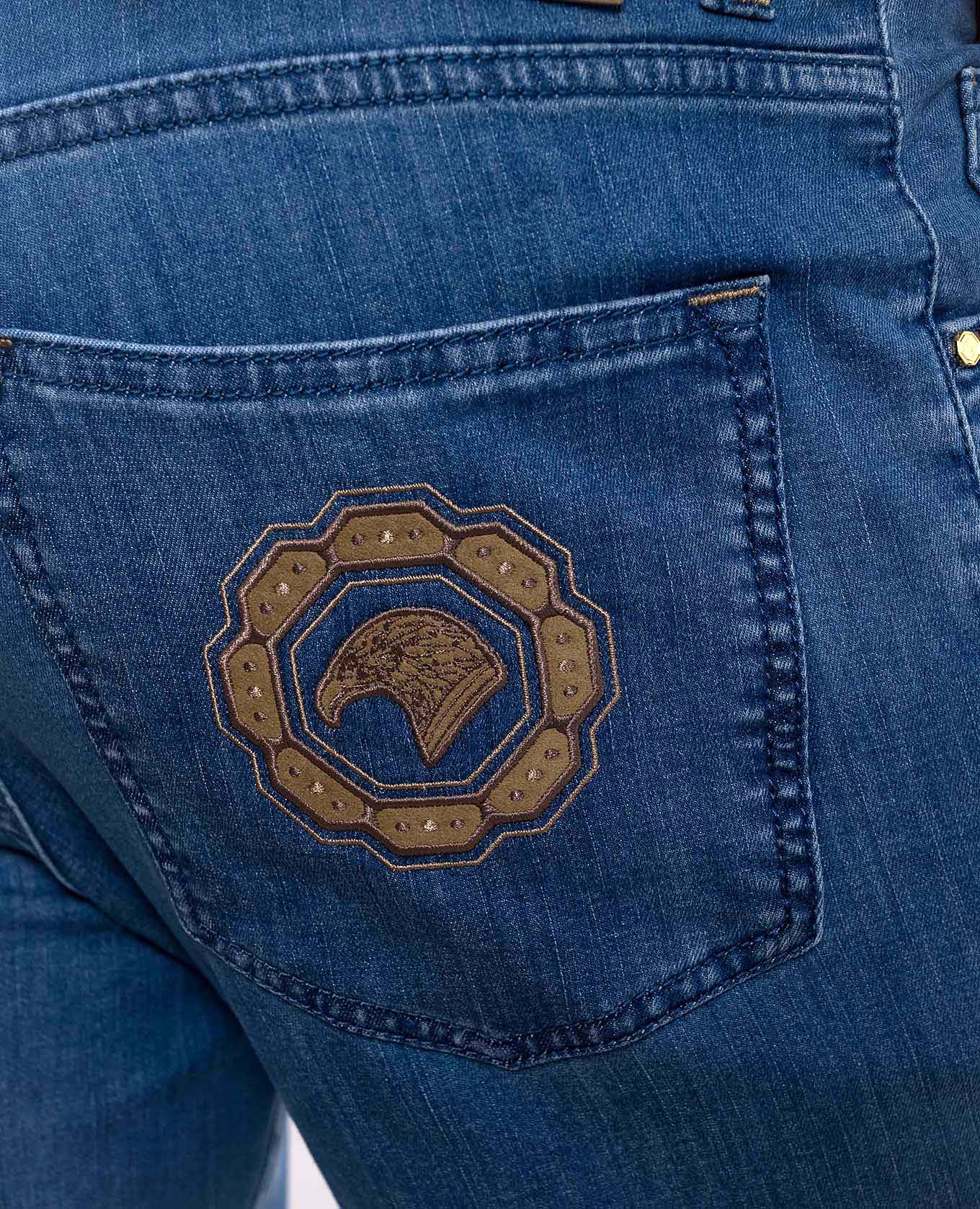 Blue jeans with logo patch Stefano Ricci 5