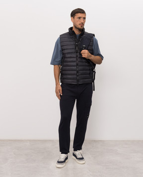 C.P. Company Blue down vest with logo patch MVE703M110416A