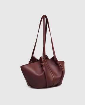 YUZEFI Mochi burgundy leather tote bag with logo print MOCHIBERRY
