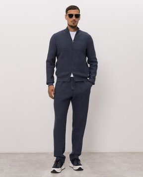 Stefano Ricci Blue cashmere sweatpants with textured pattern W505041P3DW26304