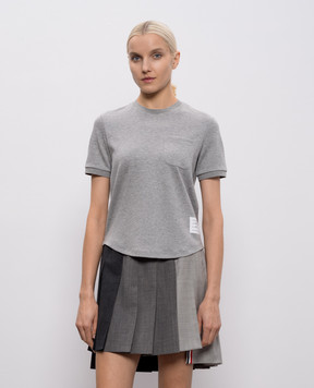 Thom Browne Grey melange football shirt MILANO FJS223AJ0055
