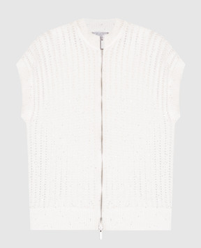 Peserico White openwork cardigan with sequins A99082F0509110