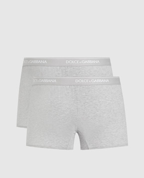 Dolce&Gabbana Set of grey melange boxer briefs with logo pattern M9C07JONN95