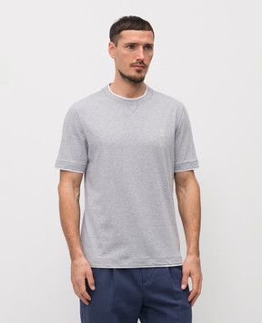 Brunello Cucinelli Gray T-shirt with embroidered emblem M0B137451G