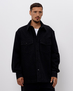 Balmain Black denim jacket with print HH1HC160DG40