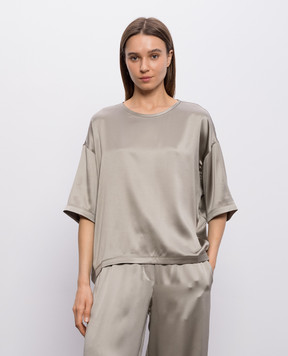 Brunello Cucinelli Khaki blouse with silk M0C59DZ310