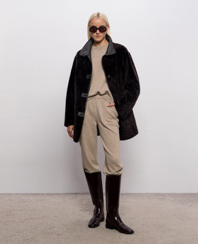 Simonetta Ravizza Brown reversible sheepskin coat Eddy 78 F06CO163H44