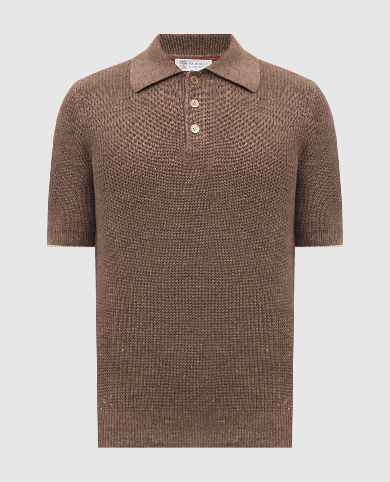 

Brown polo with linen Brunello Cucinelli