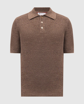 Brunello Cucinelli Brown polo with linen M2L707715