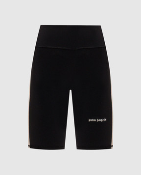 Palm Angels Black shorts with logo print PWVH003S26FAB001