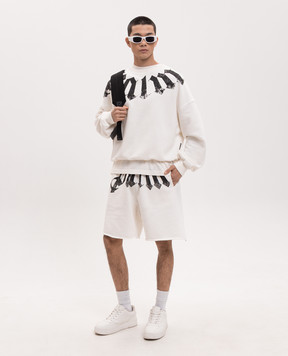 Palm Angels Ivory sweatshirt with logo print PMBA08JS26FLE001