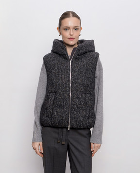 Peserico Gray down vest with wool A03474A8912