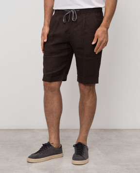 Cashmere&Whiskey Brown linen shorts 0255500638