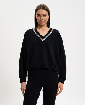 Twinset Black sweatshirt with crystals 261LL2BGG
