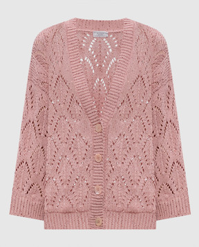 Peserico Pink openwork cardigan with sequins A99055F0309110