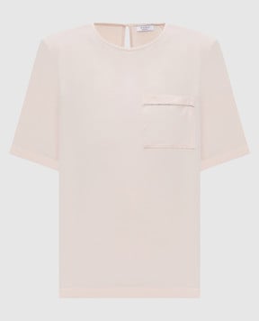 Peserico Pink T-shirt with a monil chain S0651901930