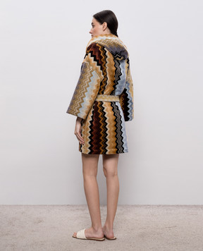 Missoni Home Brown Giacomo terry bathrobe with pattern 1G3AC99722