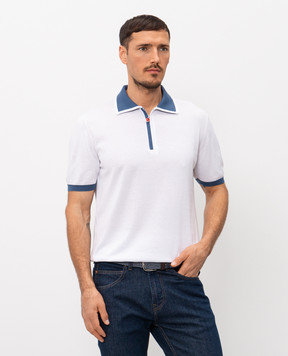 Kiton White polo with contrast piping UMK0571