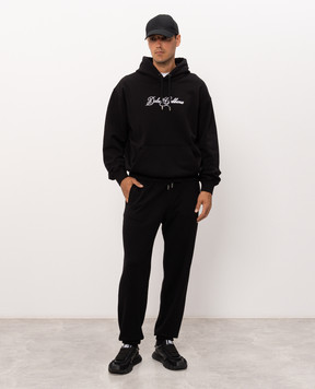 Dolce&Gabbana Black hoodie with logo embroidery G9ZU0ZG7P9M
