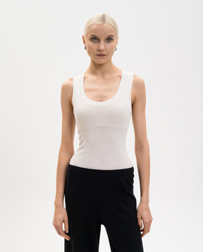 LISA YANG Ina white ribbed cashmere top 2024097