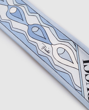 PUCCI Blue silk twill ribbon with branded print 6HGB216HC04