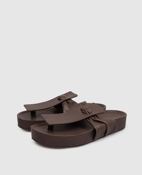 UMA WANG Brown leather flip-flops US9077