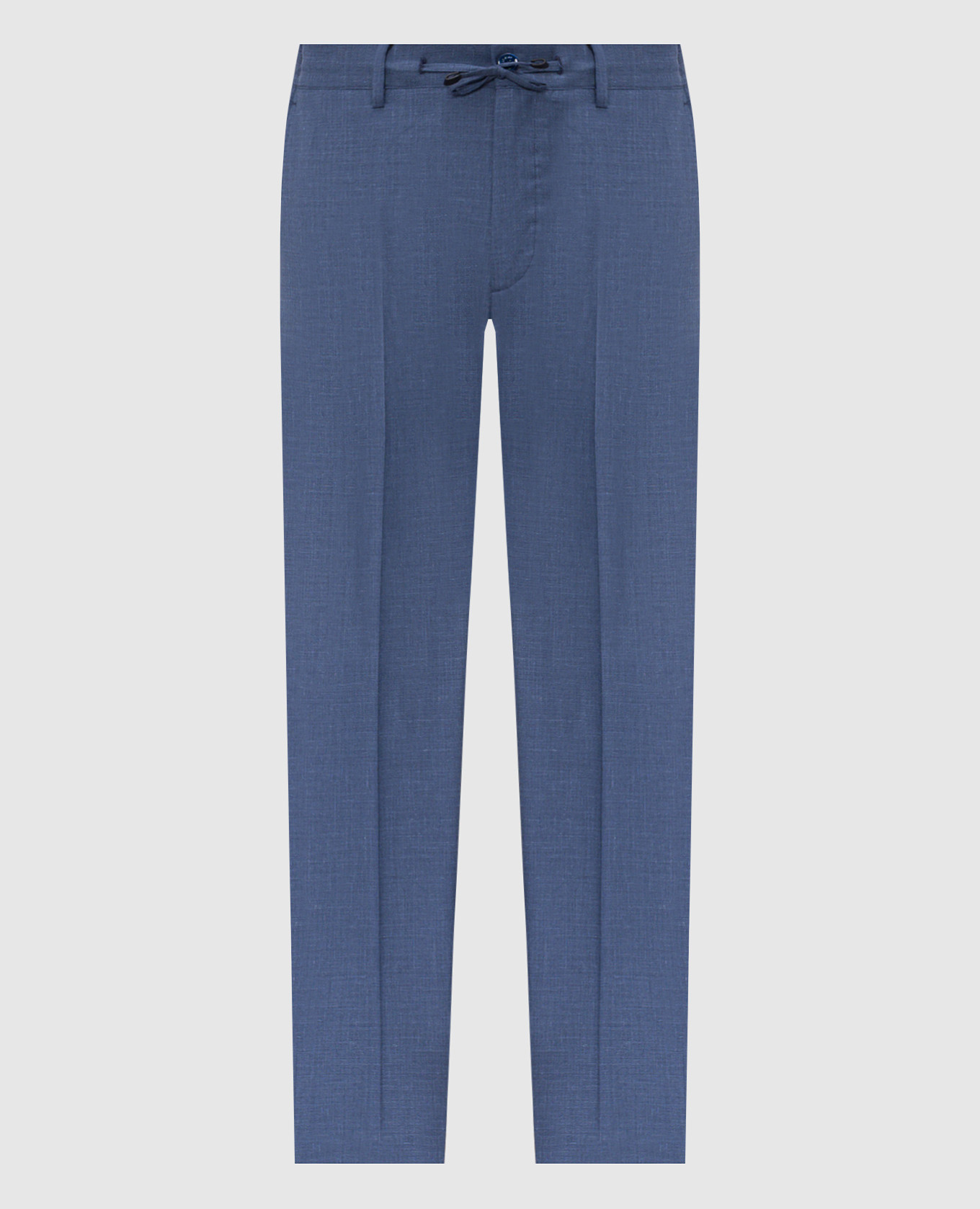 Blue wool, silk and linen pants