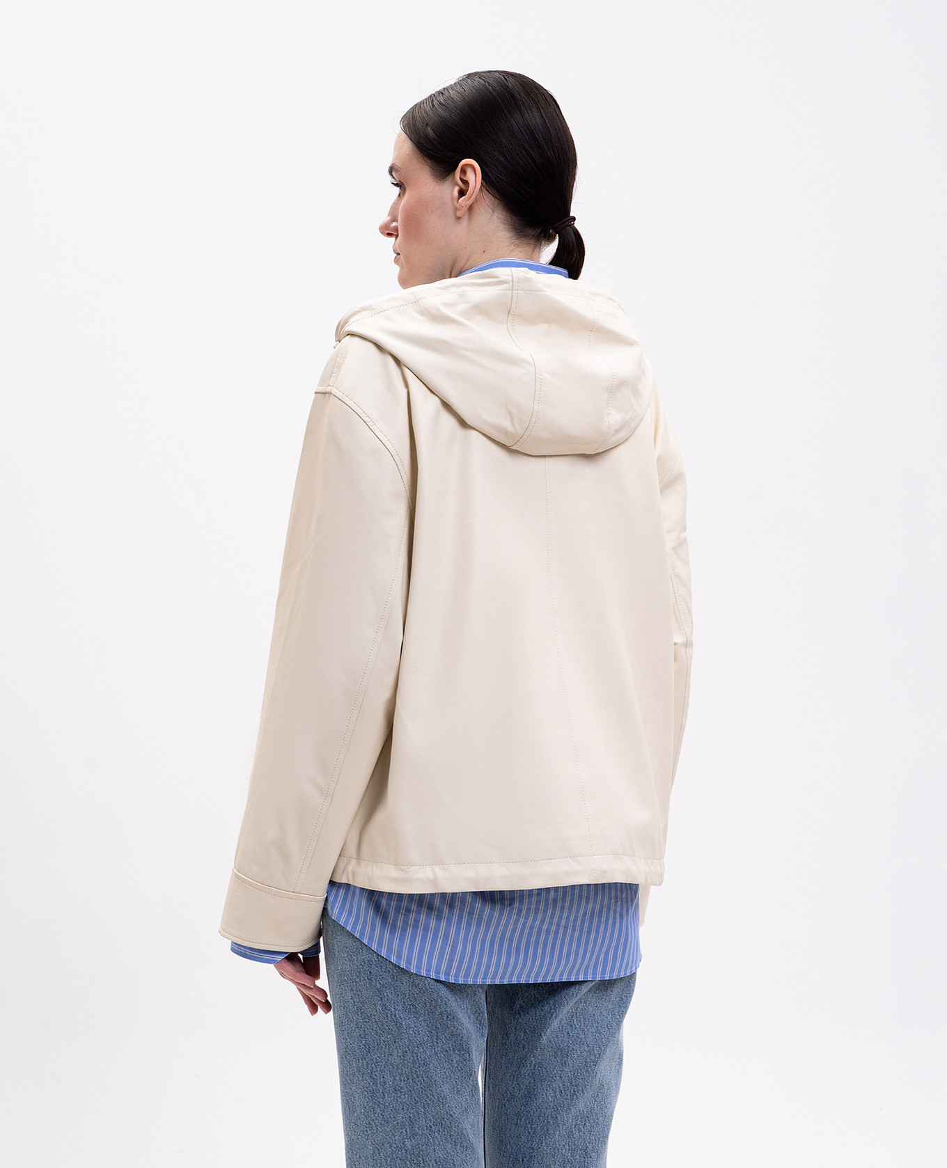 Ivory leather jacket Yves Salomon Army 4