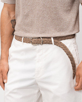 Brunello Cucinelli Brown suede braided belt MAURP333