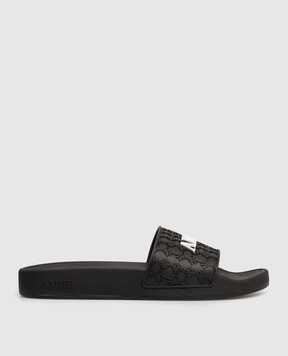 AMIRI Black MA Quad sliders with textured logo AWFOSL1002